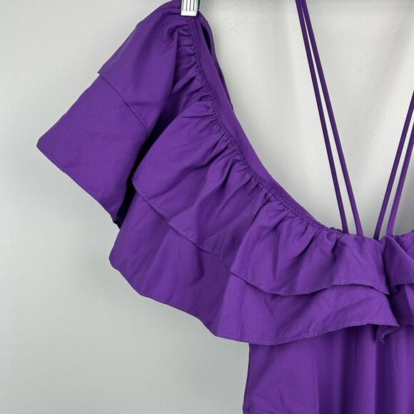 NWT ZARA Purple Ruffle One Piece Swimsuit and Bodysuit 0167/206 Sz Small - Picture 10 of 16
